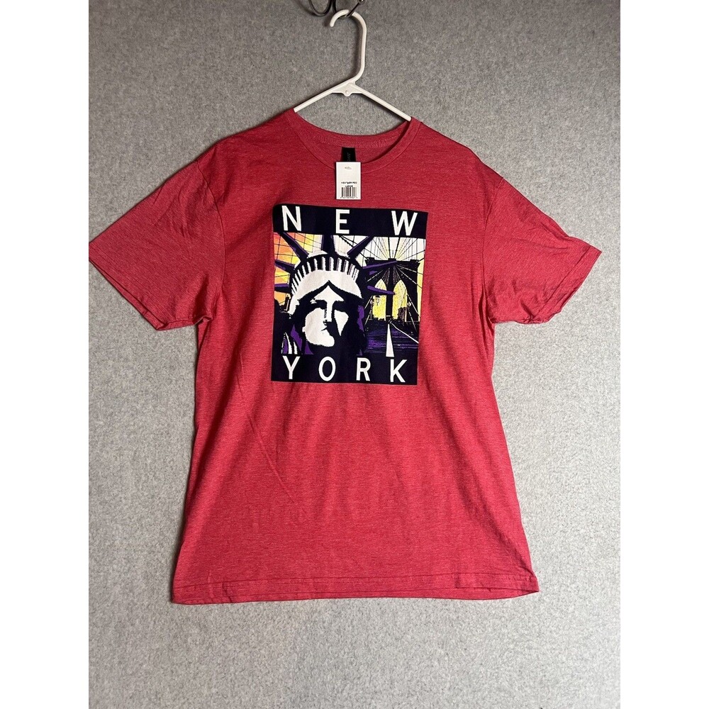 VTG Statue of Liberty  New York T Shirt Adults Large Heather Red Graphic Print